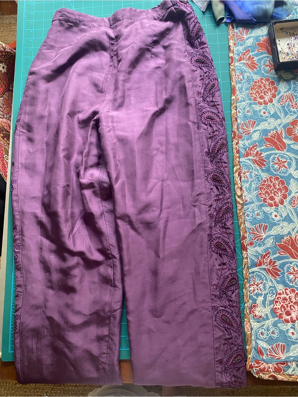 100% silk beaded pants, Donni inspired pants
